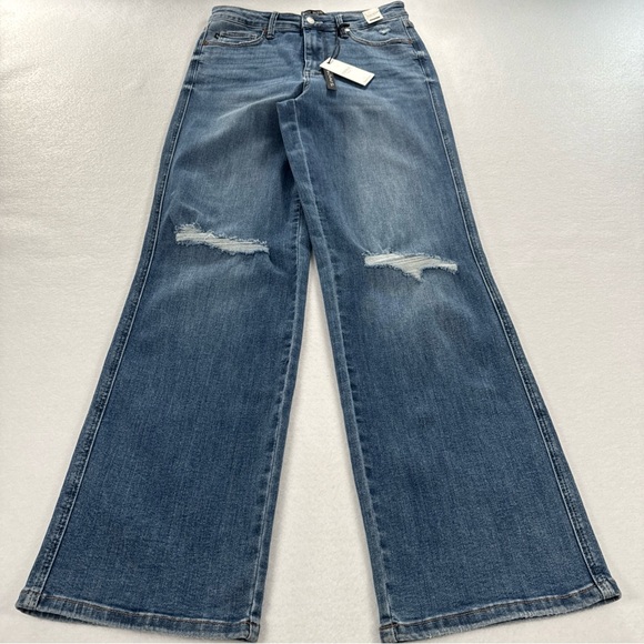 Judy Blue Denim - NWT Judy Blue Jeans Straight Womens 29 High Waist Straight Leg Blue Distressed